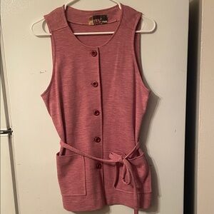 Vintage Rose Button-Down Sleeveless Top
